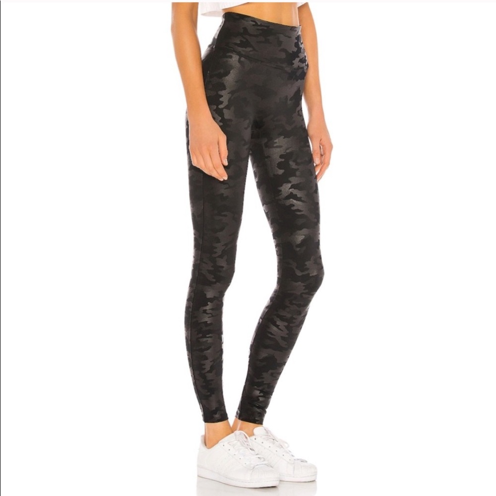 Spanx faux leather camo leggings